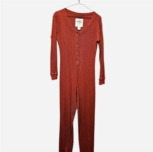 Victoria's Secret Country Cottons Red Thermal Jumpsuit